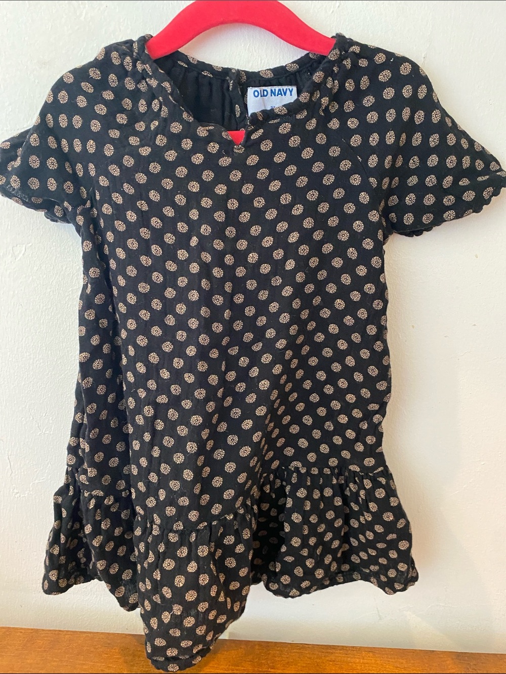Old Navy Black Dress with Cream Polka Dots